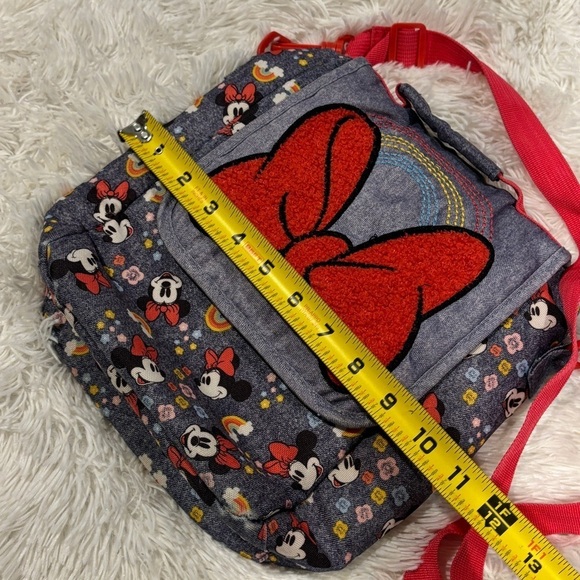 Disney Store Minnie Mouse Bow Denim Rainbow Print Insulated Lunch Bag - Picture 3 of 9